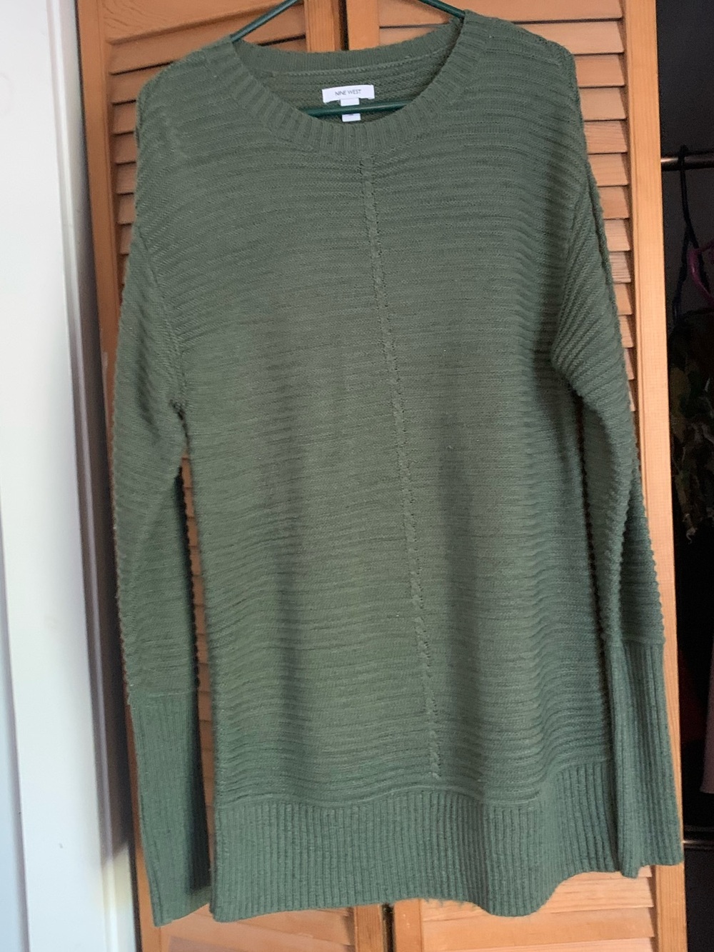 Nine West Classic Olive Green warm cozy Crewneck long sleeve Sweater sz M